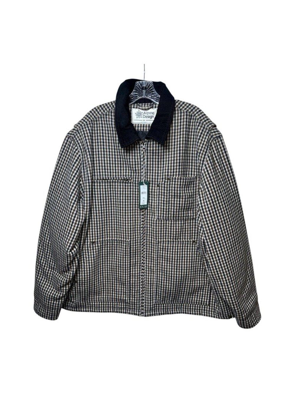Alpine Design Men’s Zip Wool Like Jacket Eldridge Plaid Brown Size XXL NWT Lined